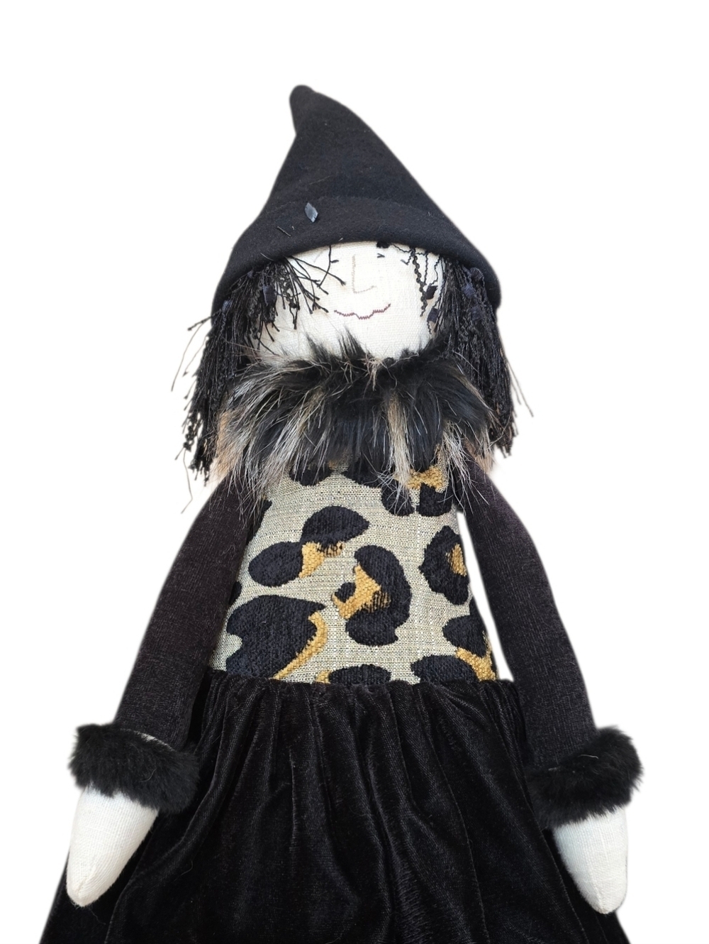 Woof & Poof Halloween Black Velvet Witch Doll Decor